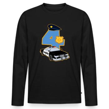 4. Geburtstag Polizei 4 Jahre Kostüm Geschenk - Männer Premium Bio Langarmshirt - Schwarz - Vorne - Nico (187cm)