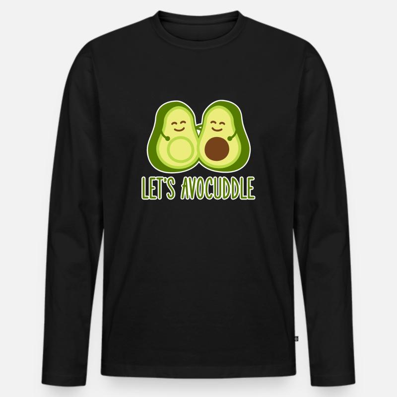 Avocado - Männer Premium Bio Langarmshirt - Schwarz