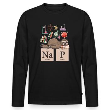Funny Chemistry Sloth Art Gift - Männer Premium Bio Langarmshirt - Schwarz - Vorne - Nico (187cm)