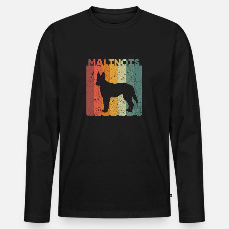 Retro Malinois Hunde Hundehalter Geschenk - Männer Premium Bio Langarmshirt - Schwarz