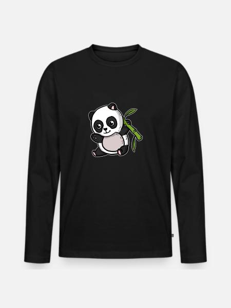 Cute Kawaii Panda Bear - Men's Premium Organic Long Sleeve Shirt - black