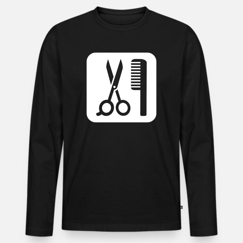 Friseur - Männer Premium Bio Langarmshirt - Schwarz