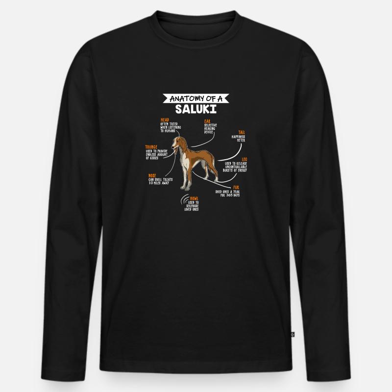 Saluki Anatomie Hunde Geschenk - Männer Premium Bio Langarmshirt - Schwarz