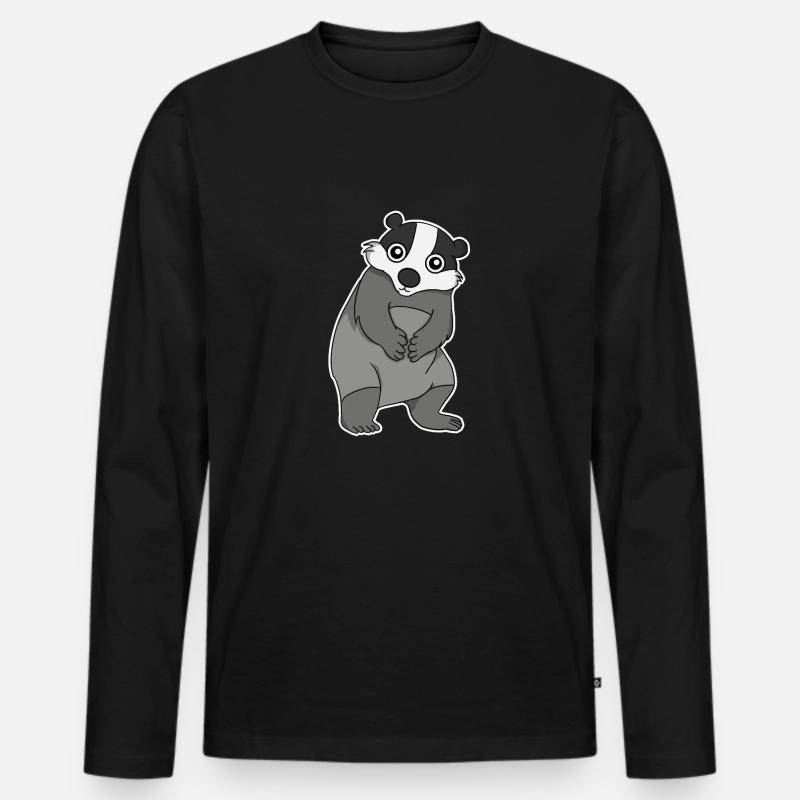 Süßer Dachs Geschenk - Männer Premium Bio Langarmshirt - Schwarz