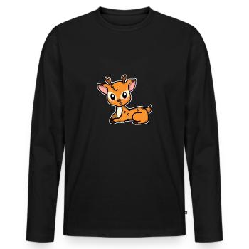 Chevreuil mignon Chevreuil Cadeau de cerf - T-shirt manches longues Premium bio Homme - noir - Devant - Nico (187cm)