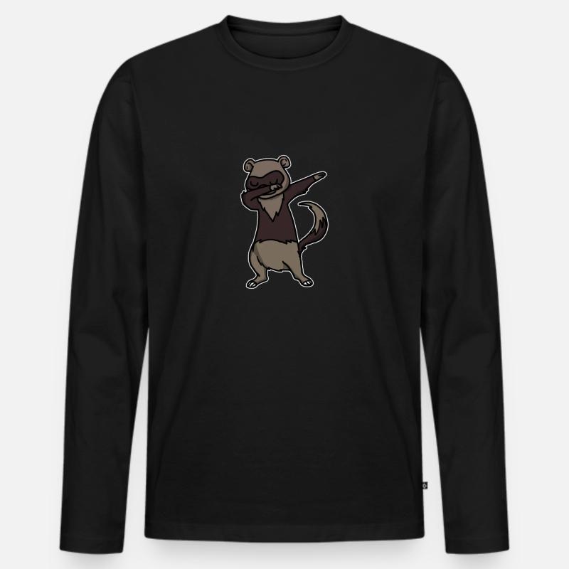 Lustiges Dabbing Frettchen Geschenk - Männer Premium Bio Langarmshirt - Schwarz