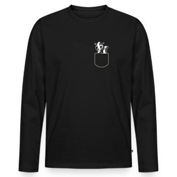 Stinker Animal In Pocket Gift Skunk Pocket T-Shirt - Men's Premium Organic Long Sleeve Shirt - black - Front - Nico (187cm)