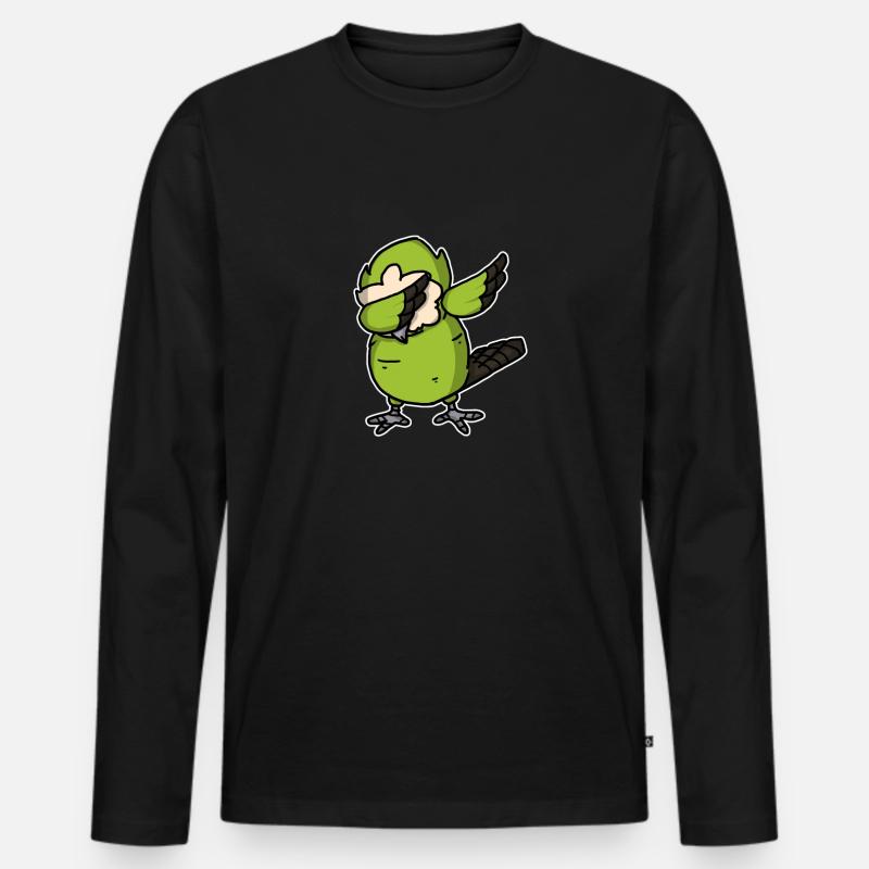 Lustiges Dabbing Kakapo Geschenk - Männer Premium Bio Langarmshirt - Schwarz