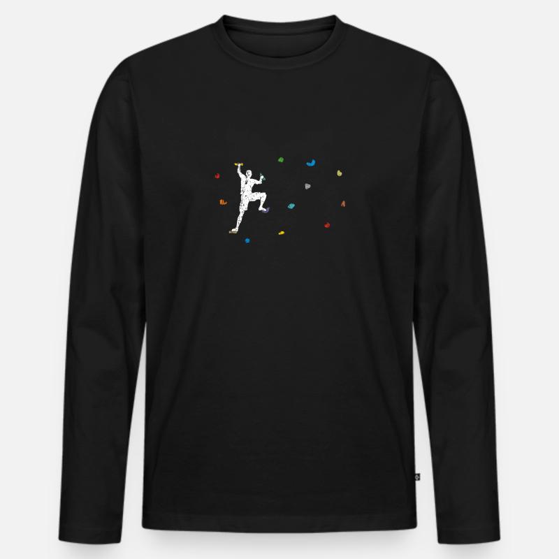 Lustiges Farbenfrohes Boulder Kletterer Geschenk - Männer Premium Bio Langarmshirt - Schwarz