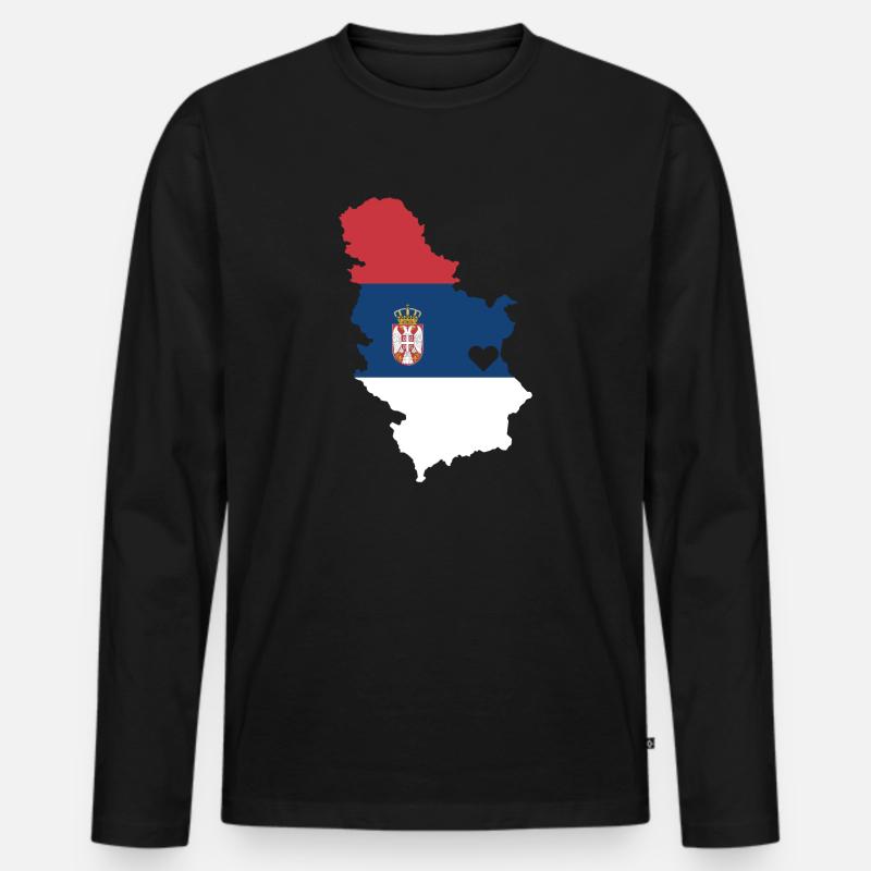 Liebe Serbien Geschenk Serbisch Herz - Männer Premium Bio Langarmshirt - Schwarz