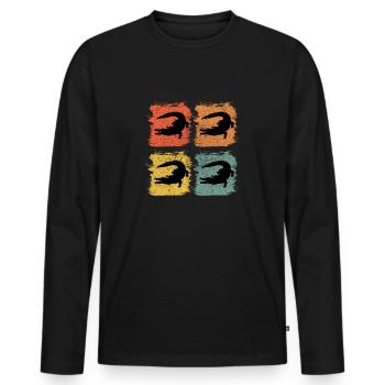 Alligator Retro Pop Art - Men's Premium Organic Long Sleeve Shirt - black - Front - Nico (187cm)