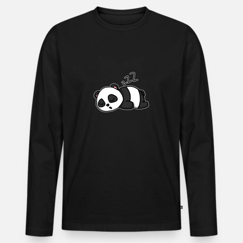 Niedlich Schlafender Panda Geschenk - Männer Premium Bio Langarmshirt - Schwarz