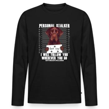 Chien drôle de labrador retriever brun - T-shirt manches longues Premium bio Homme - noir - Devant - Nico (187cm)