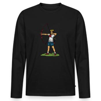 Cool Jesus tir à l’arc idée cadeau - T-shirt manches longues Premium bio Homme - noir - Devant - Nico (187cm)