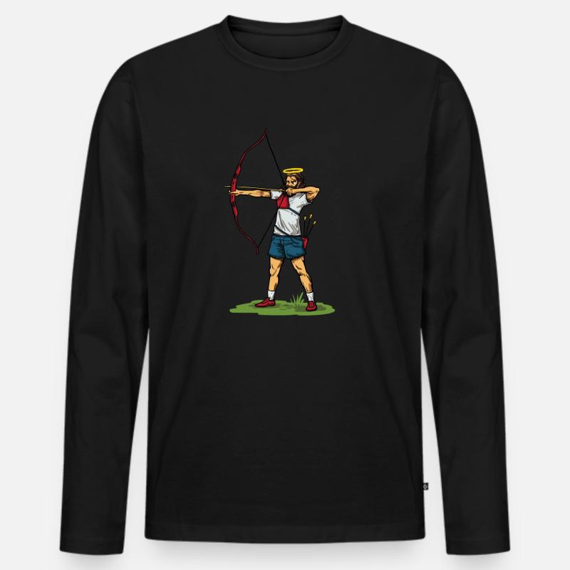 Coole Jesus Bogenschießen Geschenkidee - Männer Premium Bio Langarmshirt - Schwarz