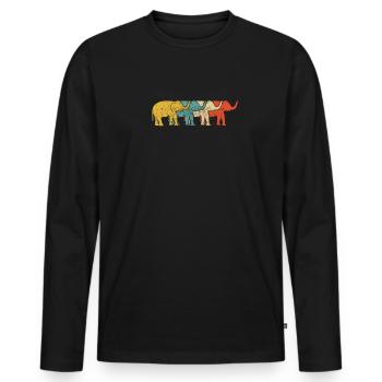 Vintage Retro Pop Art Elefant Pachydermes - T-shirt manches longues Premium bio Homme - noir - Devant - Nico (187cm)