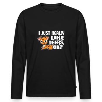 I Just Really Like Deer Ok Idée cadeau - T-shirt manches longues Premium bio Homme - noir - Devant - Nico (187cm)
