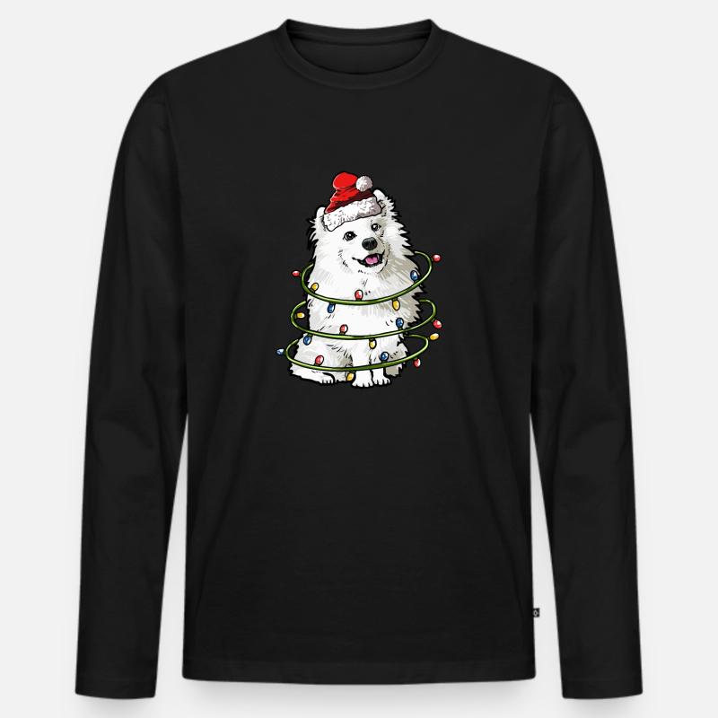 Samojeden Weihnachten Hunde Geschenk - Männer Premium Bio Langarmshirt - Schwarz