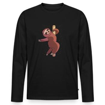 Cadeau de remise en forme drôle paresseux Pole Dance - T-shirt manches longues Premium bio Homme - noir - Devant - Nico (187cm)