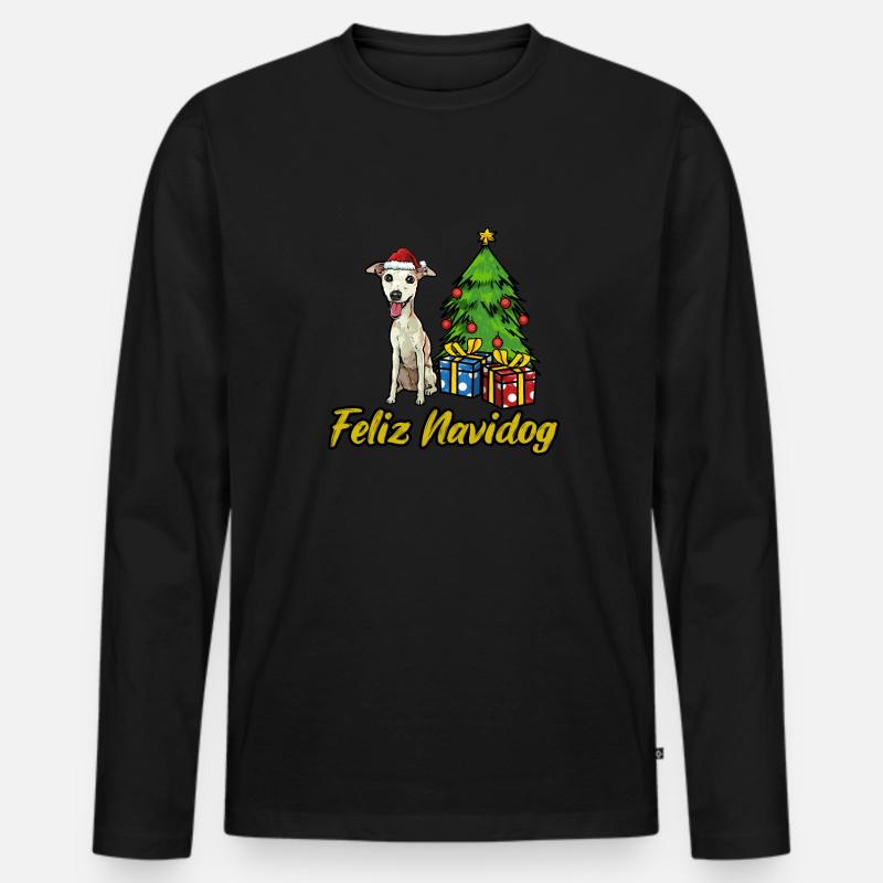 Feliz Navidog Whippet Hunde Geschenk - Männer Premium Bio Langarmshirt - Schwarz