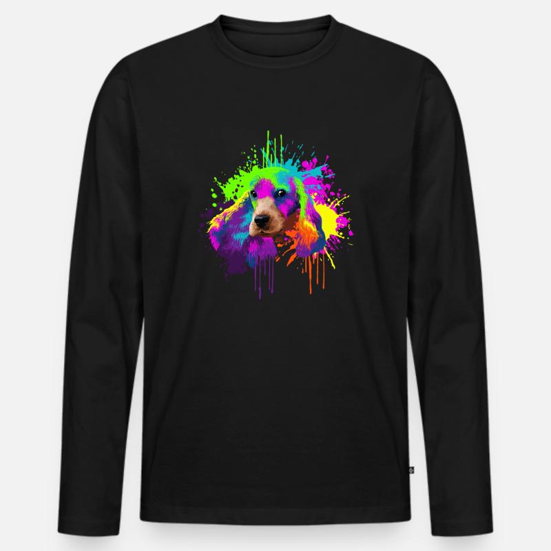 Splash Art Cocker Spaniel Hundehalter Geschenk - Männer Premium Bio Langarmshirt - Schwarz
