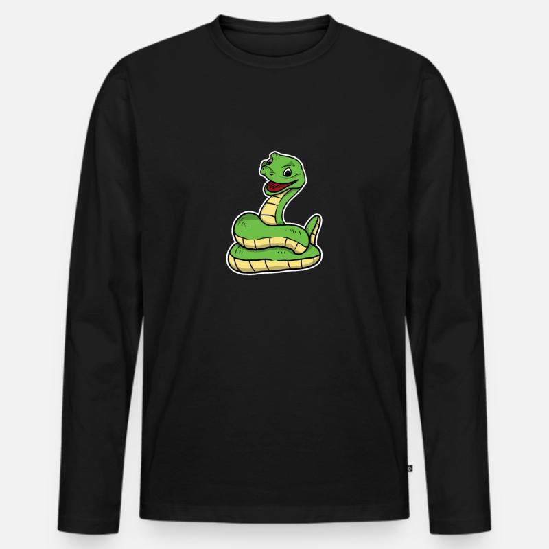 Cute Snake Python - Men's Premium Organic Long Sleeve Shirt - black
