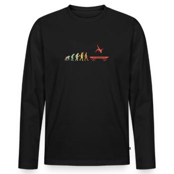 Vintage Trampolin Springen Evolution Springen - Männer Premium Bio Langarmshirt - Schwarz - Vorne - Nico (187cm)