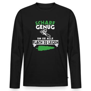 Kettensäge Holz Holzfäller Forst Wald Geschenkidee - Männer Premium Bio Langarmshirt - Schwarz - Vorne - Nico (187cm)