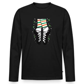 Dessin animé Ghillies Irish Dance Gift - T-shirt manches longues Premium bio Homme - noir - Devant - Nico (187cm)