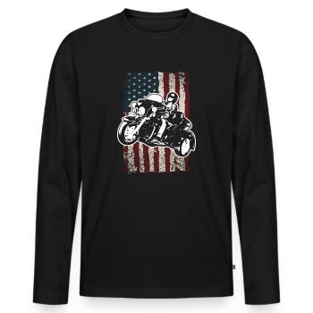 Amerikanische Flagge Motorrad Trike Fahrer - Männer Premium Bio Langarmshirt - Schwarz - Vorne - Nico (187cm)