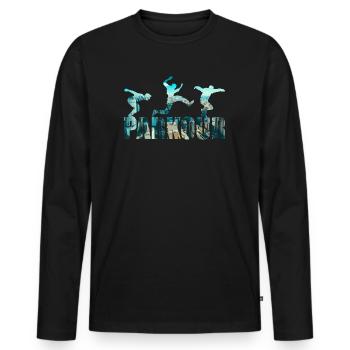 Parkour Parkour Runner Freerunner Freerunning - Men's Premium Organic Long Sleeve Shirt - black - Front - Nico (187cm)