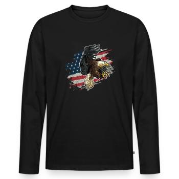 Amerika Patriotismus USA Adler Nationalstolz - Männer Premium Bio Langarmshirt - Schwarz - Vorne - Nico (187cm)