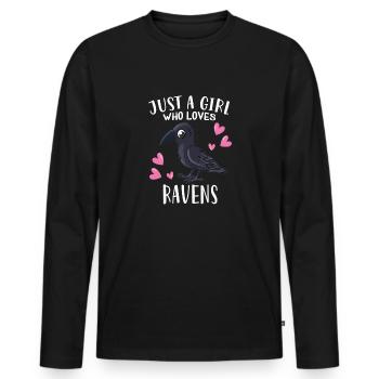 Rabe Krähen Liebhaber Just A Girl Who Loves Ravens - Männer Premium Bio Langarmshirt - Schwarz - Vorne - Nico (187cm)