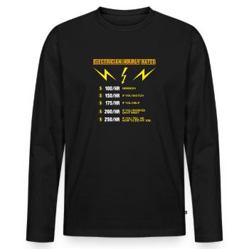Lustige Handwerker Elektriker Elektroniker Gehalt - Männer Premium Bio Langarmshirt - Schwarz - Vorne - Nico (187cm)