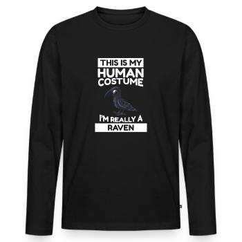 Oiseaux C’est mon costume humain Je suis vraiment un corbeau - T-shirt manches longues Premium bio Homme - noir - Devant - Nico (187cm)