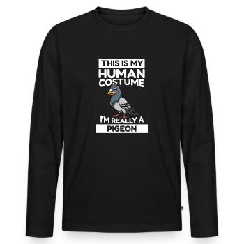 C’est mon costume humain Je suis vraiment un pigeon - T-shirt manches longues Premium bio Homme - noir - Devant - Nico (187cm)