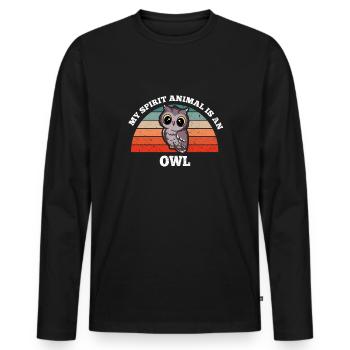 Hibou Aigle Hibou Oiseaux Birder Mon animal spirituel est un hibou - T-shirt manches longues Premium bio Homme - noir - Devant - Nico (187cm)