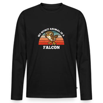 Faucon Oiseau de proie Mon animal spirituel est un faucon - T-shirt manches longues Premium bio Homme - noir - Devant - Nico (187cm)