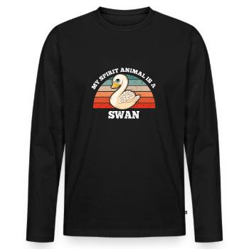 Schwan Vogelbeobachter My Spirit Animal Is A Swan - Männer Premium Bio Langarmshirt - Schwarz - Vorne - Nico (187cm)