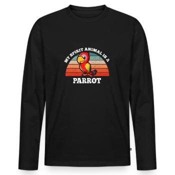 Oiseau Fan Perroquet Mon Animal est un Perroquet - T-shirt manches longues Premium bio Homme - noir - Devant - Nico (187cm)