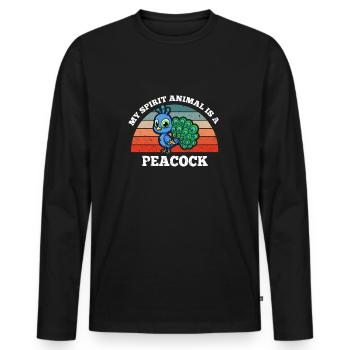 Oiseau paon Amoureux Mon Animal est un paon - T-shirt manches longues Premium bio Homme - noir - Devant - Nico (187cm)