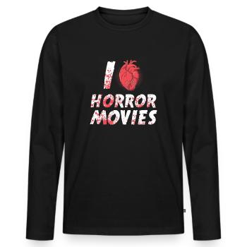 I love Horror Movies Scary Film Halloween Fan - Men's Premium Organic Long Sleeve Shirt - black - Front - Nico (187cm)