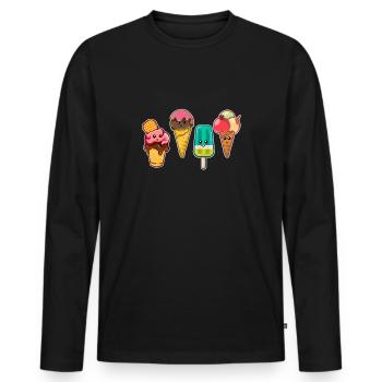 Kawaii Eiscreme Eis Wassereis Ice Cream Eisdiele - Männer Premium Bio Langarmshirt - Schwarz - Vorne - Nico (187cm)