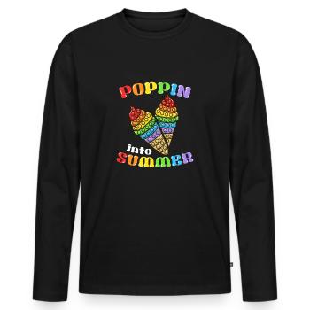 Eiscreme Liebhaber Eis Essen Sommer Eisdiele - Männer Premium Bio Langarmshirt - Schwarz - Vorne - Nico (187cm)