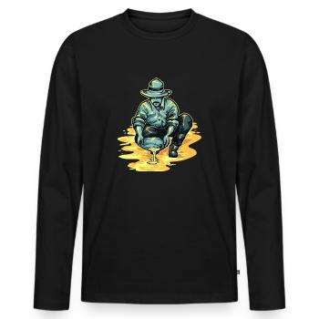 Prospecteur d’or GoldMine Gold Panner Ruée vers l’or - T-shirt manches longues Premium bio Homme - noir - Devant - Nico (187cm)