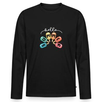 Hello Summer Eiscreme Eis Essen Sommen Eisdiele - Männer Premium Bio Langarmshirt - Schwarz - Vorne - Nico (187cm)