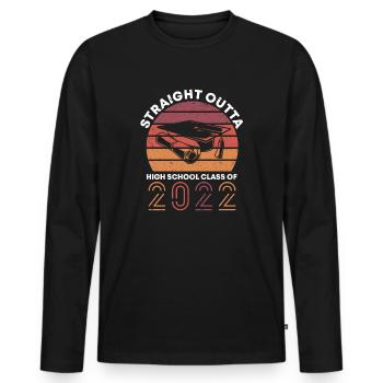 Straight Outta High School Class Of 2022 Graduate - Men's Premium Organic Long Sleeve Shirt - black - Front - Nico (187cm)