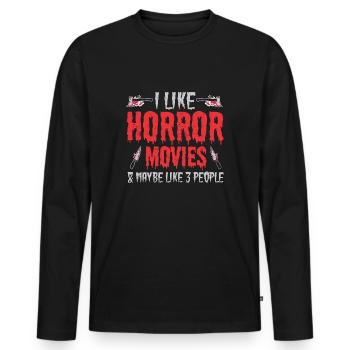 Horror Horrorfilme Sarkasmus Halloween Grusel - Männer Premium Bio Langarmshirt - Schwarz - Vorne - Nico (187cm)