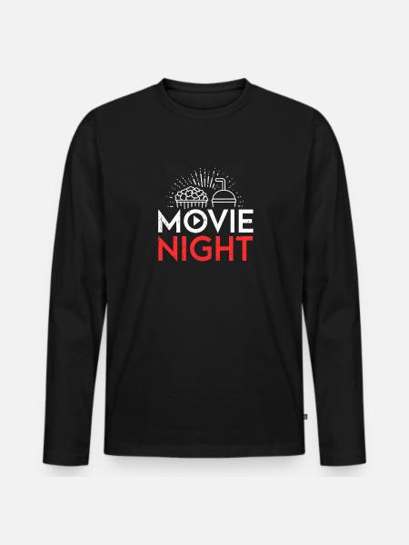 Kinoliebhaber Kino Filmeabend Popcorn Theater - Männer Premium Bio Langarmshirt - Schwarz