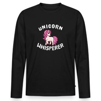 Funny Unicorn Lover Unicorn Whisperer - Men's Premium Organic Long Sleeve Shirt - black - Front - Nico (187cm)